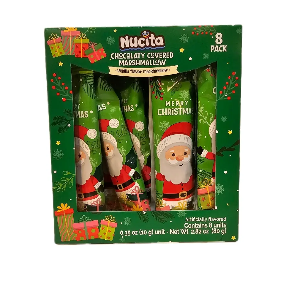 Nucita Chocolaty Covered Marshmallow Vanilla Flavored 8 Pieces Pack Christmas Edition 0.35 oz Units