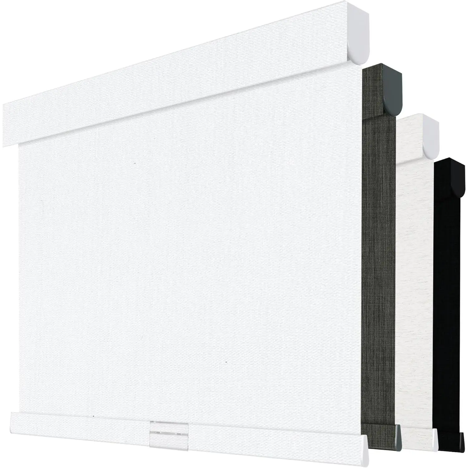 Cordless Blackout Roller Shades with Attached Valance, Multi-Size Interlaced Weave Linen Fabric, Free-Stop System, Thermal Insulation, Low-Noise Operation, UV Protection Solid Indoor Blinds for Home, Office