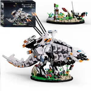 ThunderMech Beast Building Block Set, 1876 Pieces Highly Restored Game Peripheral, Movable Joints Assembled Bricks, Collectible Ornament with Ecological Base, for Ages 12+