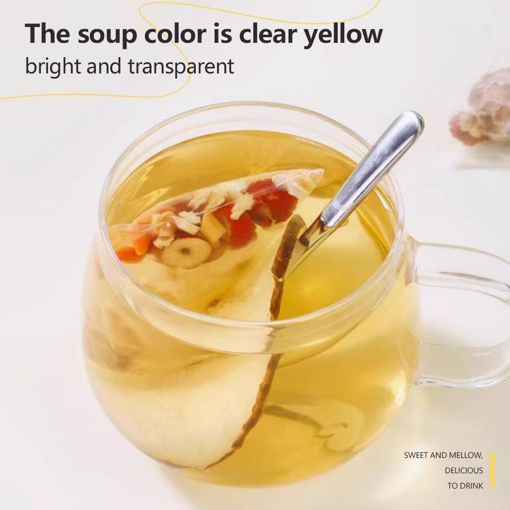 BOGO Cough-relieving Tea Big Pear Tea 3pcs Big Pear 2 Cartons (1Carton 152g 19g×8pack)×2 Caffeine Free Individual Packaging With Goji Berry Red Dates Lily Snow Fungus Pear And Rock Candy With Forest Thermos