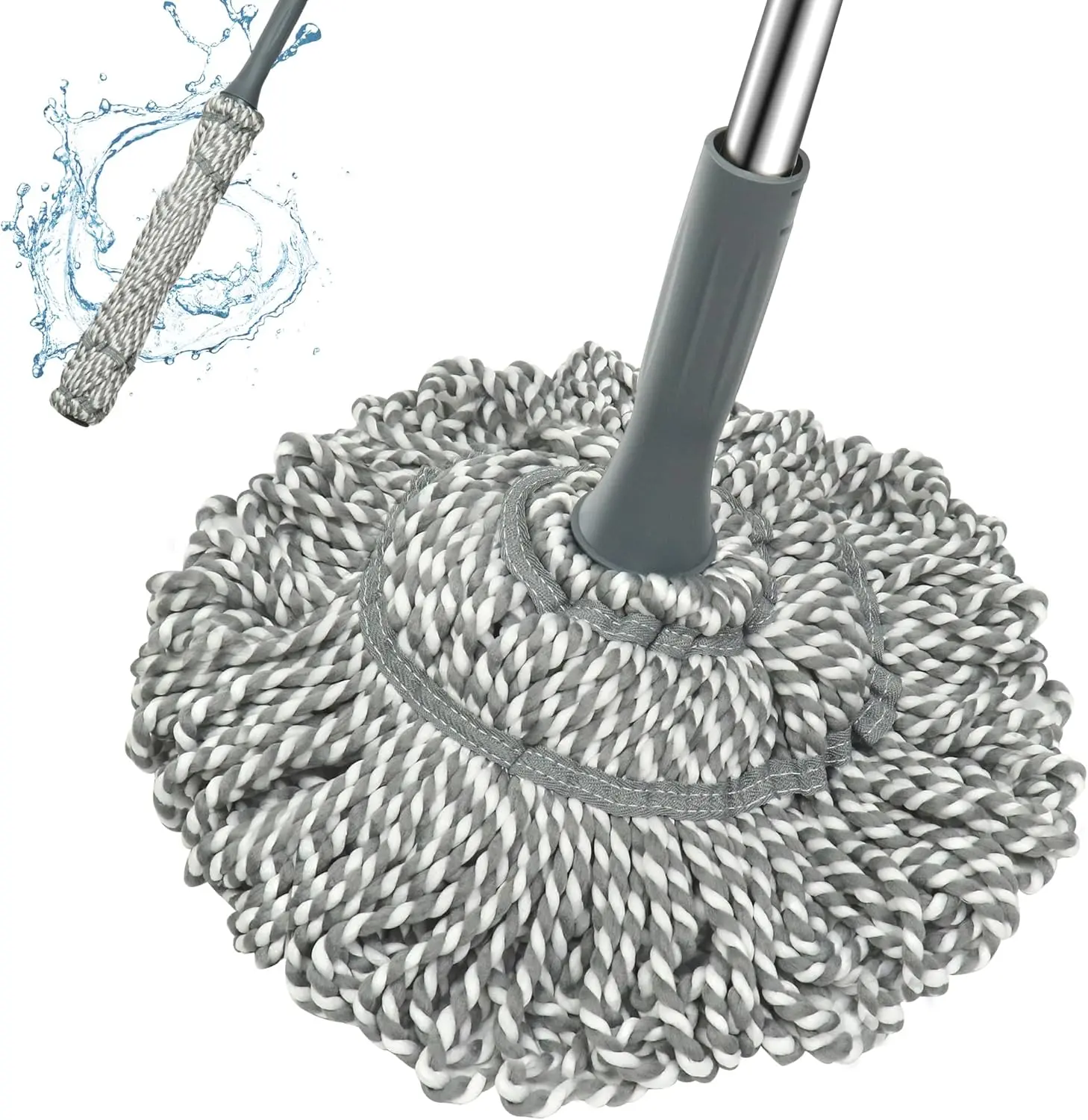 Self Wringing Mop - Easy Squeeze Twist Mop with 52.5 Inch Long Handle, Heavy Duty for Hardwood, Tile, Vinyl & Laminate Floors