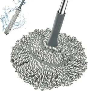 Self Wringing Mop - Easy Squeeze Twist Mop with 52.5 Inch Long Handle, Heavy Duty for Hardwood, Tile, Vinyl & Laminate Floors