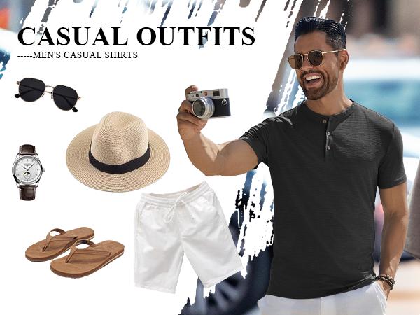 COOFANDY Mens Henley Shirts Short Sleeve Casual Button Down Shirts Lightweight Summer Basic Tee