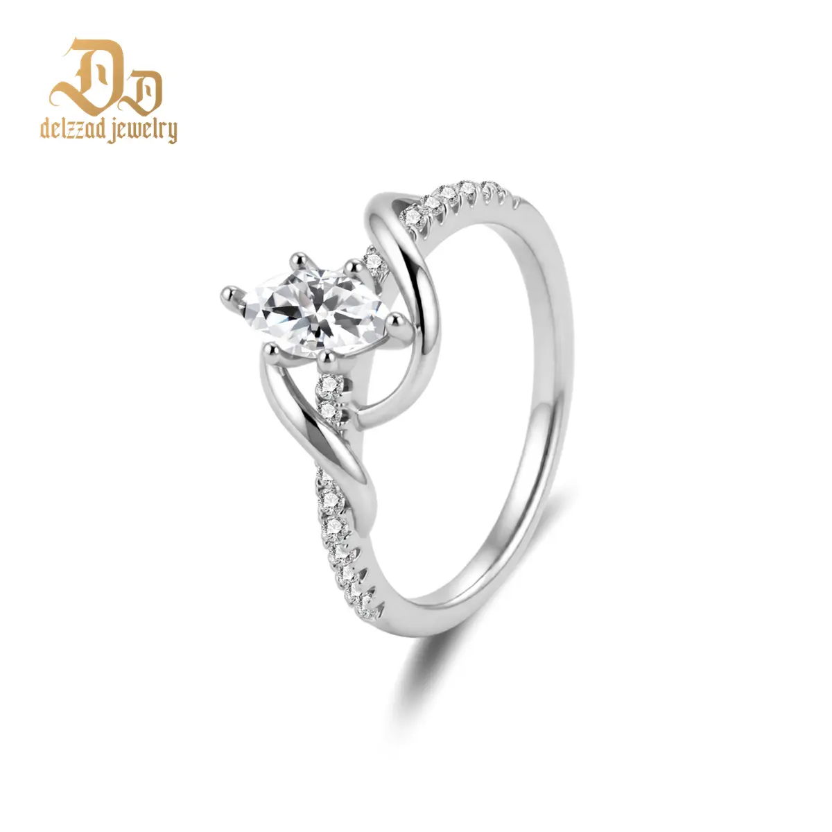 Delzzad 14K Gold-Plated 0.6ct Intertwined Fate Ring Wrapped in Love Band Ring Marquise Cut Engagement Ring VVS Synthetic Moissanite Ring Jewelry Perfect Birthday Engagement Wedding Anniversary Christmas Valentine's Day Mother's Day Gift