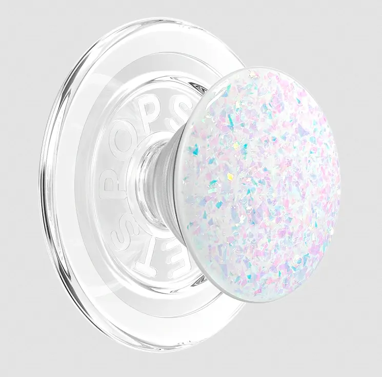 PopSockets MagSafe PopGrip Phone Holder, Iridescent Confetti White Design, Mobile Phone Accessories, Mount