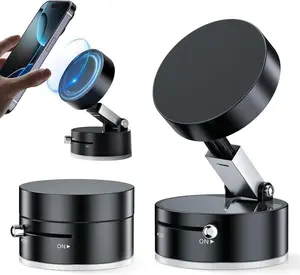 Upgraded Adjustable Vacuum Magnetic Suction Cup Phone Mount, Hands-Free Cell Phone Holder for Car, Gym, Mirror & Smooth Surfaces-360° Adjustable Hands-Free Phone Holder for Car Windshield, Gym Mirror & Smooth Surfaces