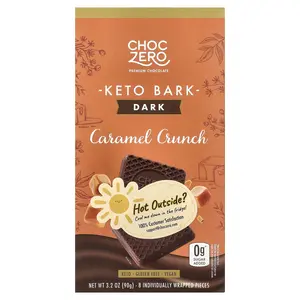 ChocZero Keto Bark, Dark Chocolate, Caramel Crunch, 8 Mini Bars, 3.2 oz (90 g)