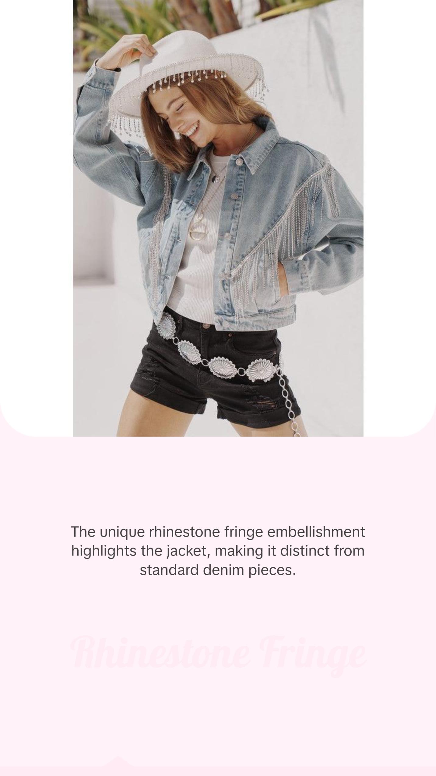 Denim Chevron Fringe Jacket