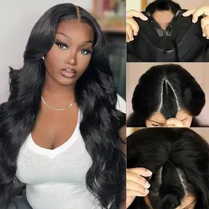 V Part Wig Human Hair Body Wave Upgrade U Part Human Hair Wig With Clips Brazilian Virgin 100% Human Hair VPart Wigs Human Hair For Black Women Glueless Beginner Friendly Body Wave