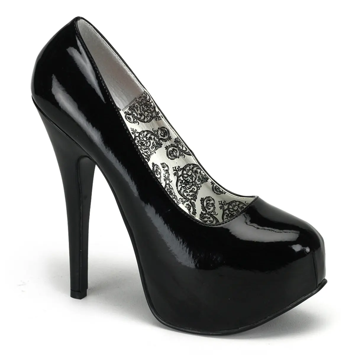 Women's Wide Width Pumps, Teeze-06W Solid Black Platform High Heels with 5.75" Heel for Elegant Formal Wear, Footwear, Classy, Fashion, 1 3/4" Hidden Platform, 5 3/4 Inches