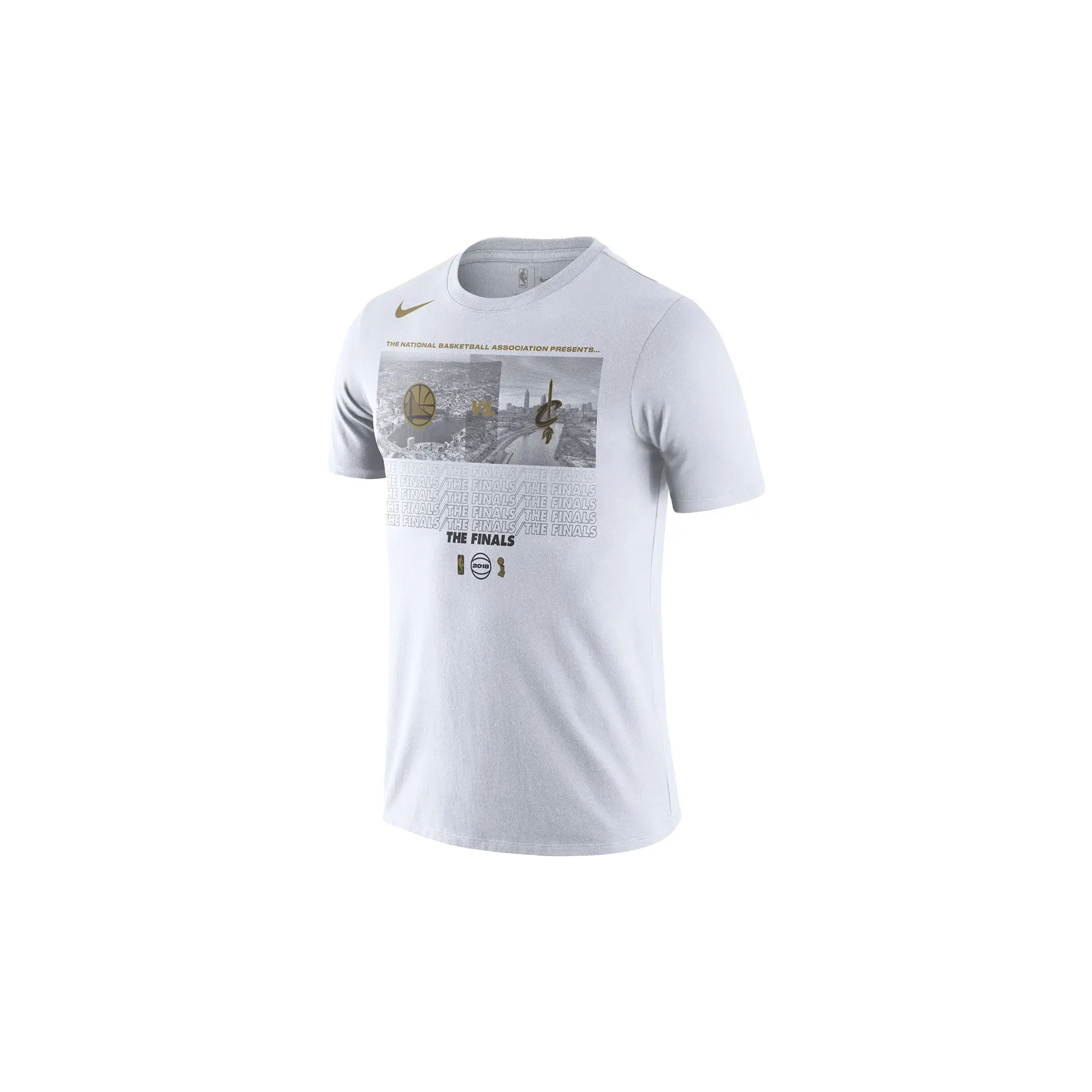 NBA GSW vs. Clev Cavaliers 2018 NBA Finals Bound Dueling Team Matchup T-Shirt WMNS "White" GSW CLEV FINALS2018