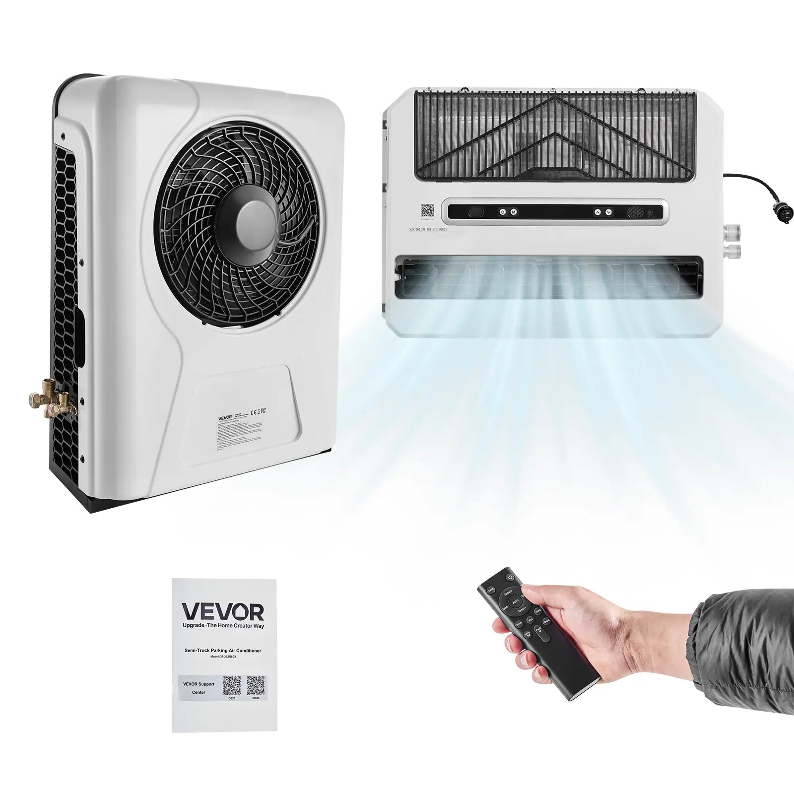 【summerfinds】VEVOR Truck Air Conditioner, 12V 10000 BTU Mini Split AC Unit, 400 m³/h Airflow Cab Air Conditioner, Fast Cooling Low Noise for Semi Truck, Camper, Construction Vehicle, Crane, Tractor, Excavator