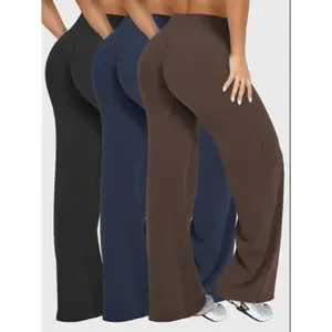 [2026]Women's 3-Pack Solid Color Sporty Yoga Pants, Casual Bottoms Comfortable Flare Leggings, Perfect for Fitness and Daily Wear