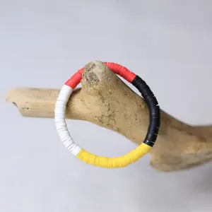 Handmade Vinyl Disc Beaded Bracelet | Unisex Multicolor Stretch Bracelet | Lightweight & Durable Boho Jewelry
