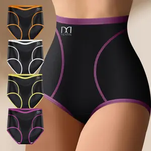 QUASTI 4/8 PCS Comfy Chic Colorblock High-Waisted Briefs, High-elasticity, Tummy-Control and Butt-Lifting Panties, Soft, Comfortable and Breathable, Essential Comfortable Womenswear, Sizes S-XXL