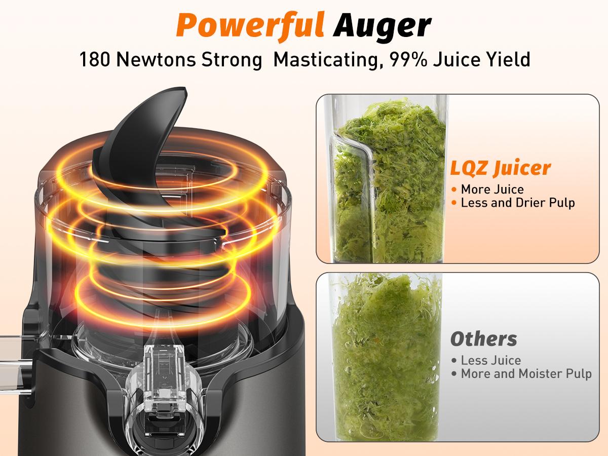 Slow Masticating Juicer,Cold Press Juicer with 5.4" Extra Large Feed Chute,Blender Portable,99% Juice Yield, Easy to Clean & Assemble Slow Masticating Juicer,Cold Press Juicer with 5.4" Extra Large Feed Chute,Blender Portable,99% Juice Yield, Easy to Clean & Assemble