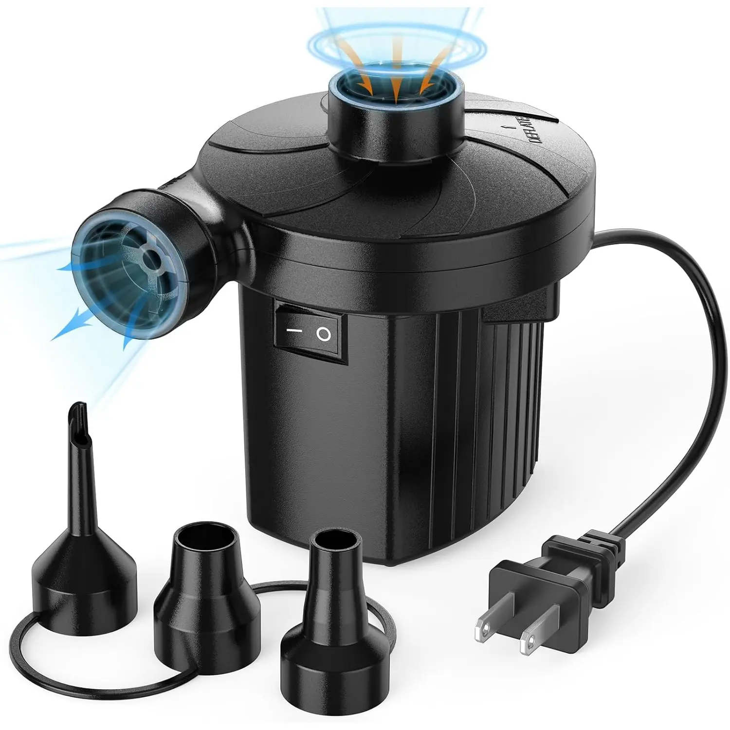 Electric Air Pump for Inflatables, Portable Quick-Fill Air Pump with 3 Nozzles, 110-120V, Inflator & Deflator Pumps for Outdoor Camping, Air Mattress Beds,Boats,Inflatable Cushion,Couch,Pool Floats Travel Accessories,campinges