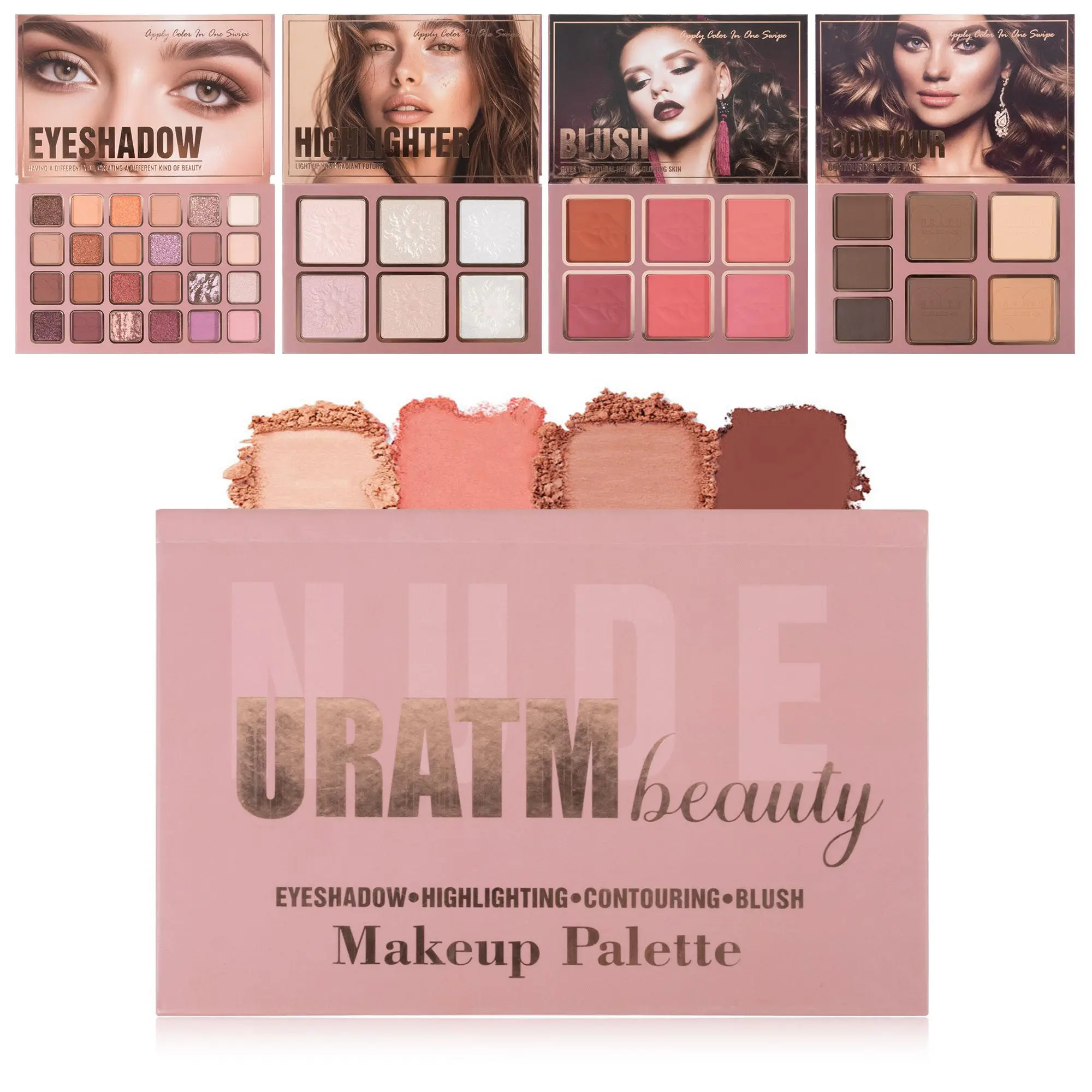 URATM Beauty 4-Layer All-in-One Makeup Palette | Eyeshadow, Blush, Highlighter & Contour Kit, Perfect Gift for Her Cosmetic High Pigment