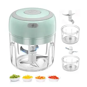 Electric Garlic Chopper, USB-Rechargeable Mini Portable Vegetable Chopper, Multifunctional Durable Chopper, Garlic Grinder Masher, Wireless Food Processor for Ginger, Chili, Fruit and Meat, Household Appliances Kitchen Blender-Food System