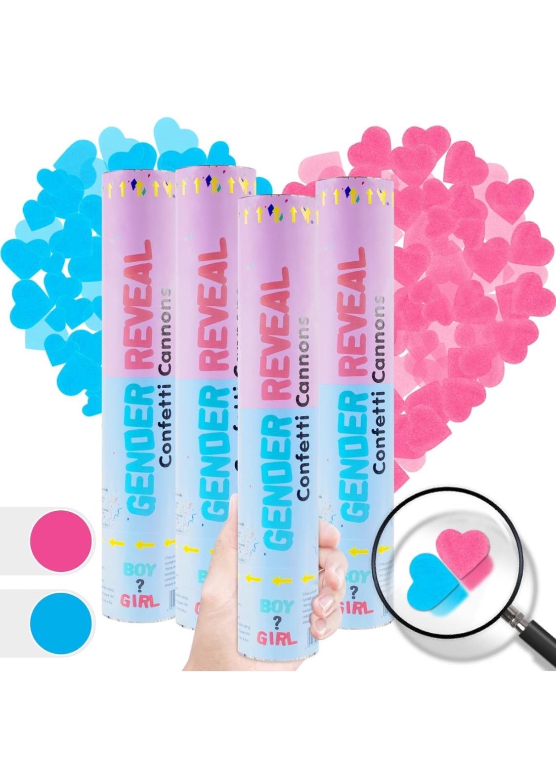 Gender reveal Party celebrations Confetti Powder  ColorfulCannon,12Inch Biodegradable Confetti Poppers 4 Pack Multicolor Party Poppers Confetti Shooters, Air Compressed Party Poppers for Graduation New Years Eve Birthday Wedding Indoor and Outdoor Burst