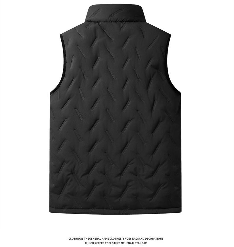 Men's Three-Piece Set Jacket Vest Cotton Pants Ultrasonic Fleece Warm Stand Collar Winter Coat for Dad SpringStatements