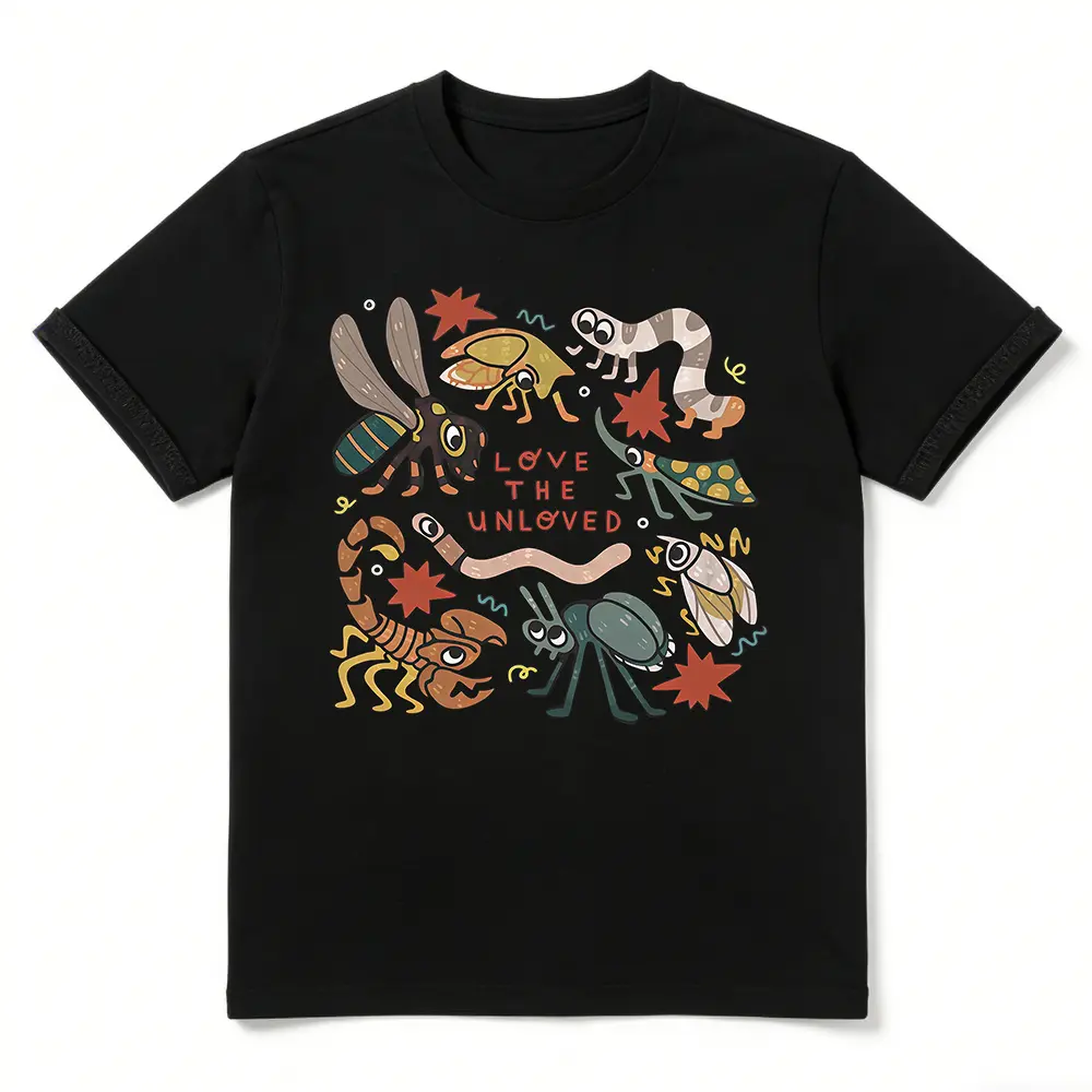 Unisex Oversize Washed Batik Cotton Sports Top - Love The Unloved Insect Lover Design, S-5XL, Super Soft, Pre-Shrunk, Breathable, Casual, Matching Fashion, Sporty Chic, Gym-Ready Streetwear for Men & Women, Tops, Pure Cotton