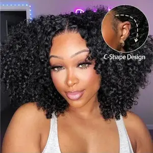 250% High Density Ready To Go Pre Bleached Knots 13x6 Glueless with Drawstring Kinky Curly HD Lace Wig Put On Go Human Hair Wig For Women Pre Plucked