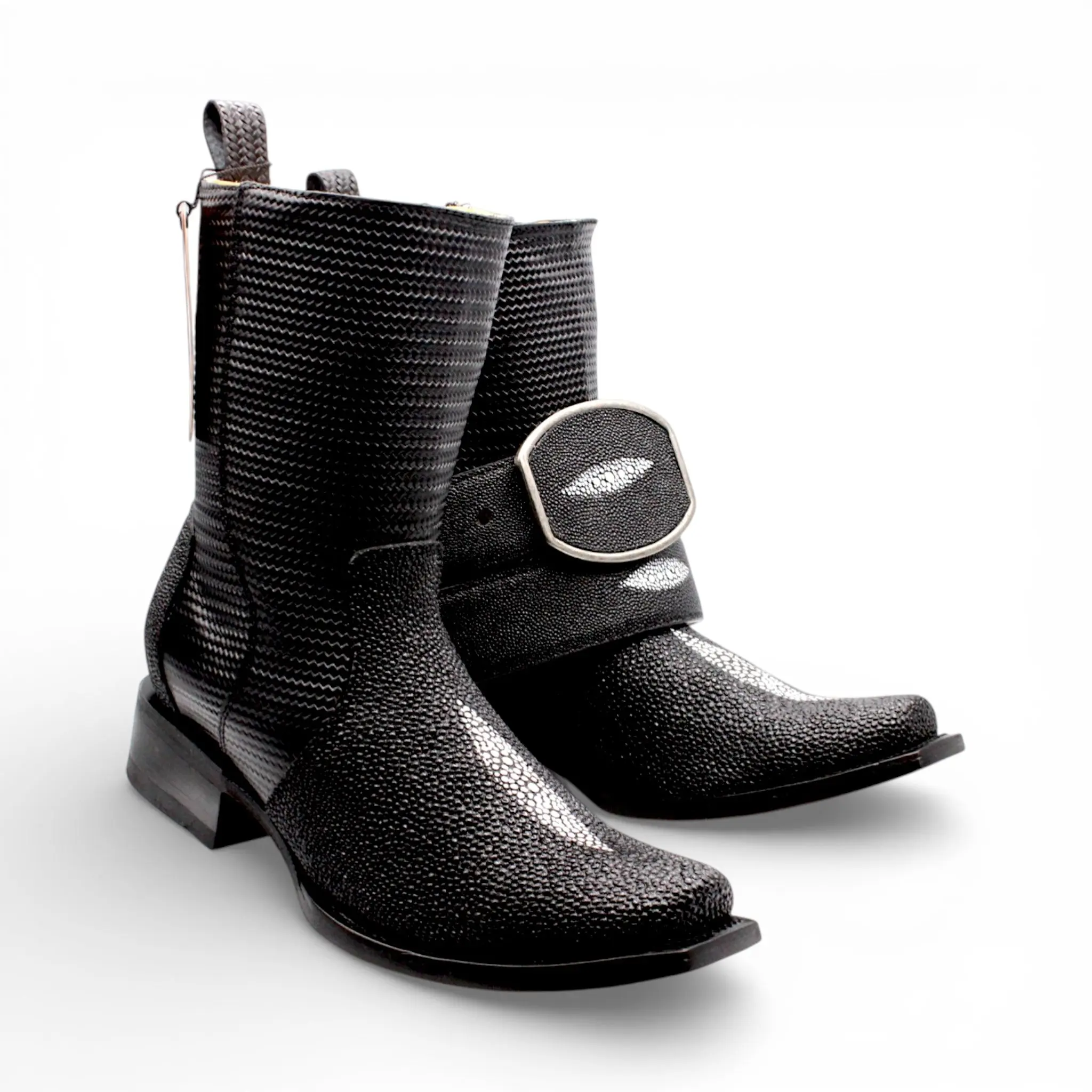 Mens Dubai Toe Stingray Print Boot – Single Stone Zipper Western Boot H580594