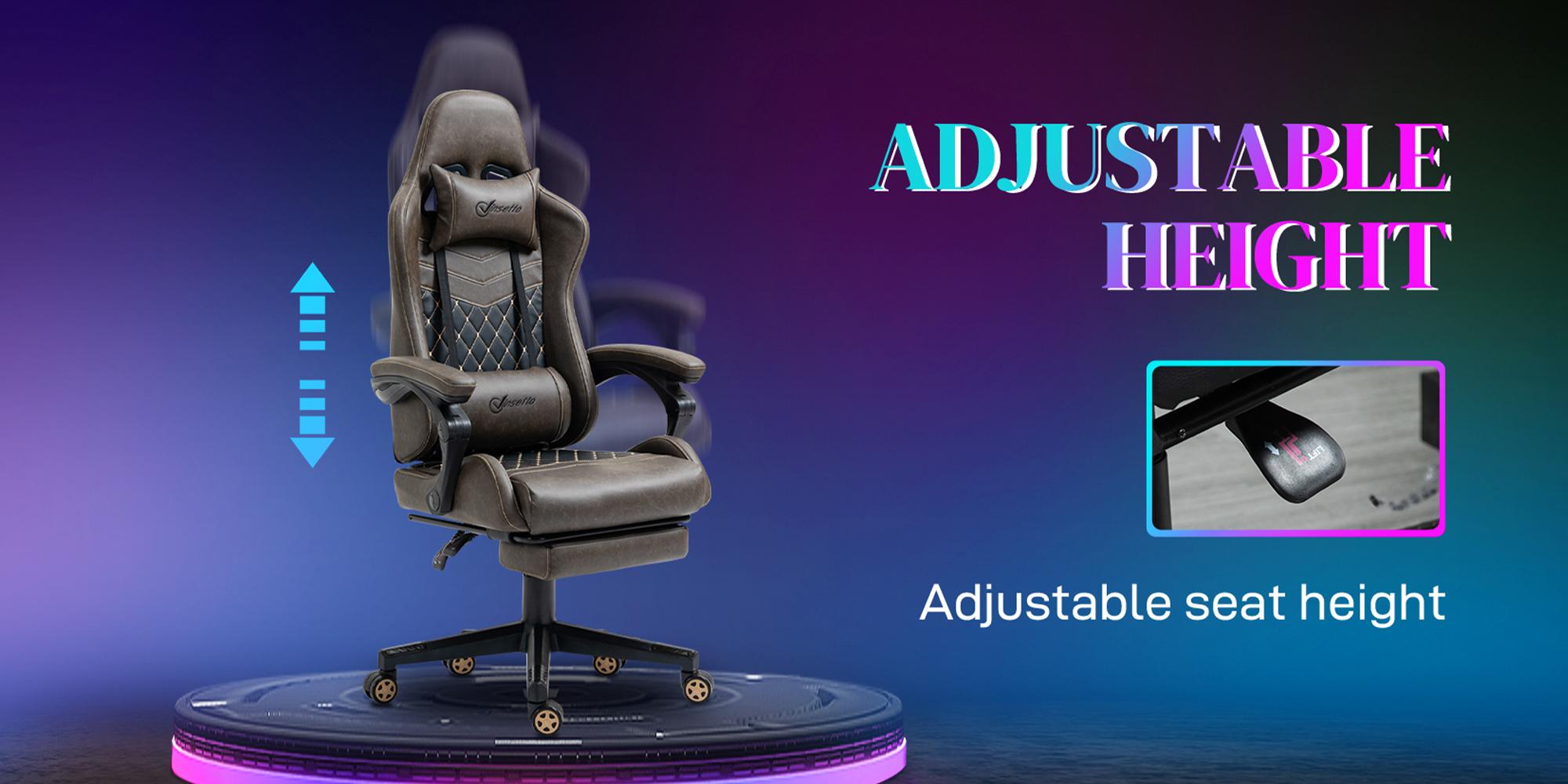 Vinsetto High Back PU Leather Gaming Chair, Racing Computer Chair with Swivel Wheels, Footrest, Headrest, Lumbar Support