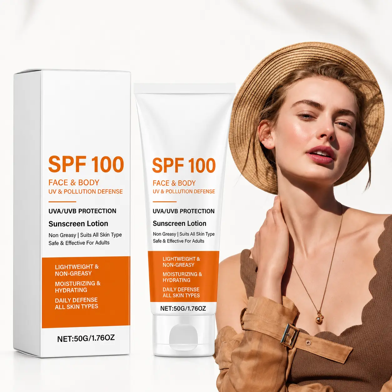 SPF 100 Face & Body Sunscreen Lotion, Lightweight Non-Greasy Daily Sun Care Formula, Moisturizing Outdoor Skin Care for All Skin Types, Women & Men