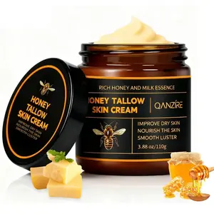 Organic Grass-Fed Beef Tallow Skin Cream with Raw Honey – Natural Moisturizer for Soft, Smooth, and Radiant Skin Body Care Moisture 3.88 oz, Mother's Day Gifts