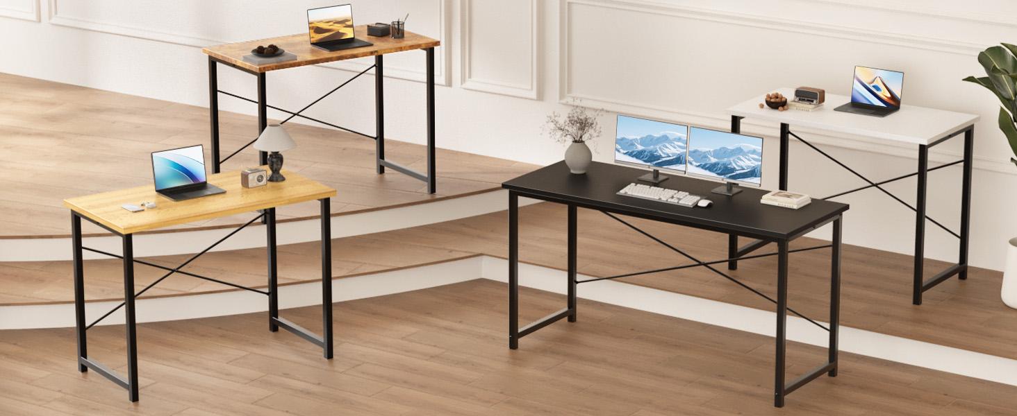 Furnest Indoor Furniture Table & Desks Computer Desk-Home Office Desk Writing Desks Work Table Study Table Modern Simple Style Student Desk with Storage Bag & Hook Wooden Desk for Home Bedroom