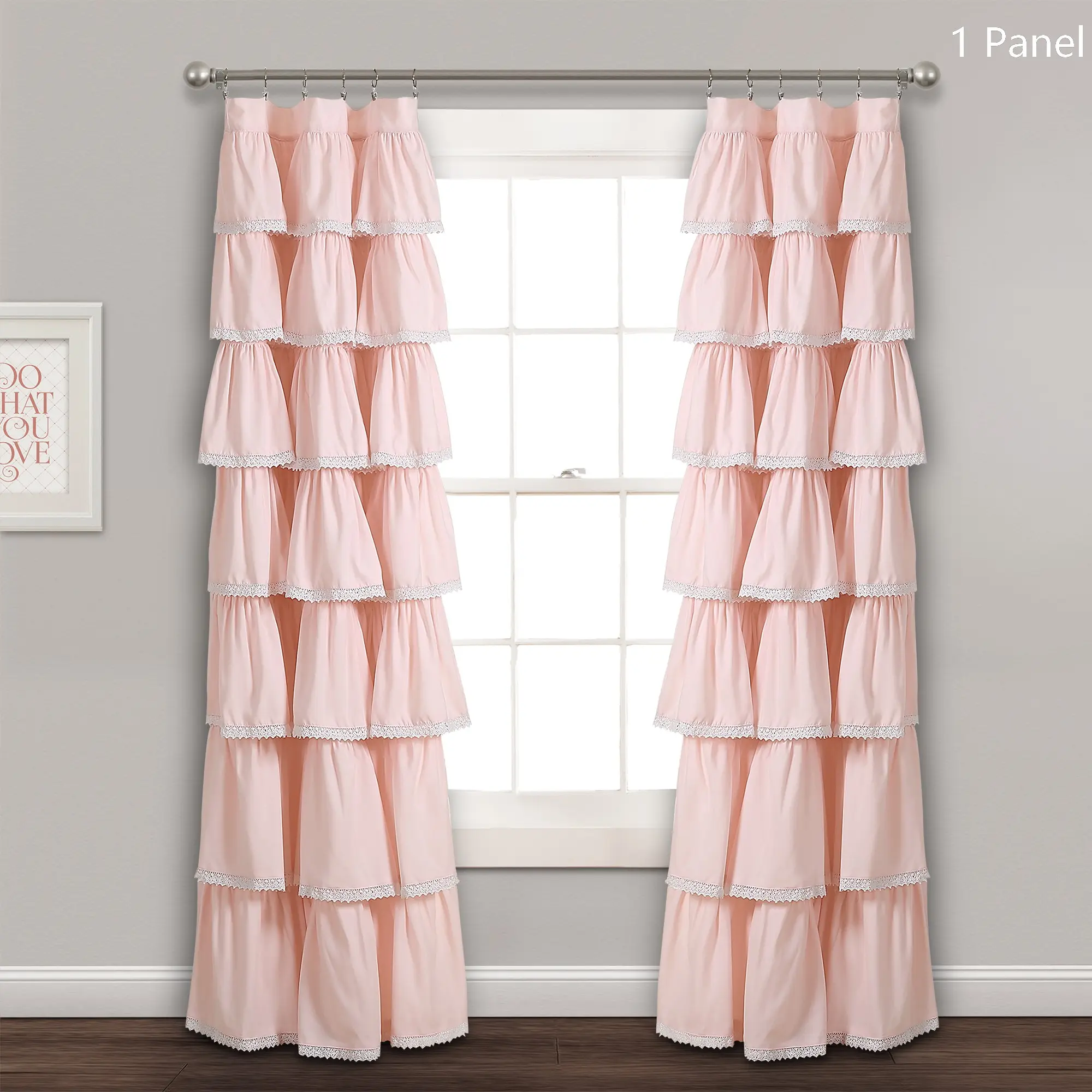 Lush Decor Lace Ruffle Window Curtain (Single Panel) - Sold Individually - 52"W x 84"L - Soft Fabric, Elegant Ruffle Detail, Perfect for Home Decor