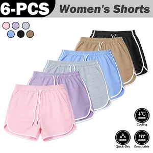 6-Pack Women's Active Shorts with Drawstring| Quick Dry, Breathable Fabric for Workout, Running & Casual Use