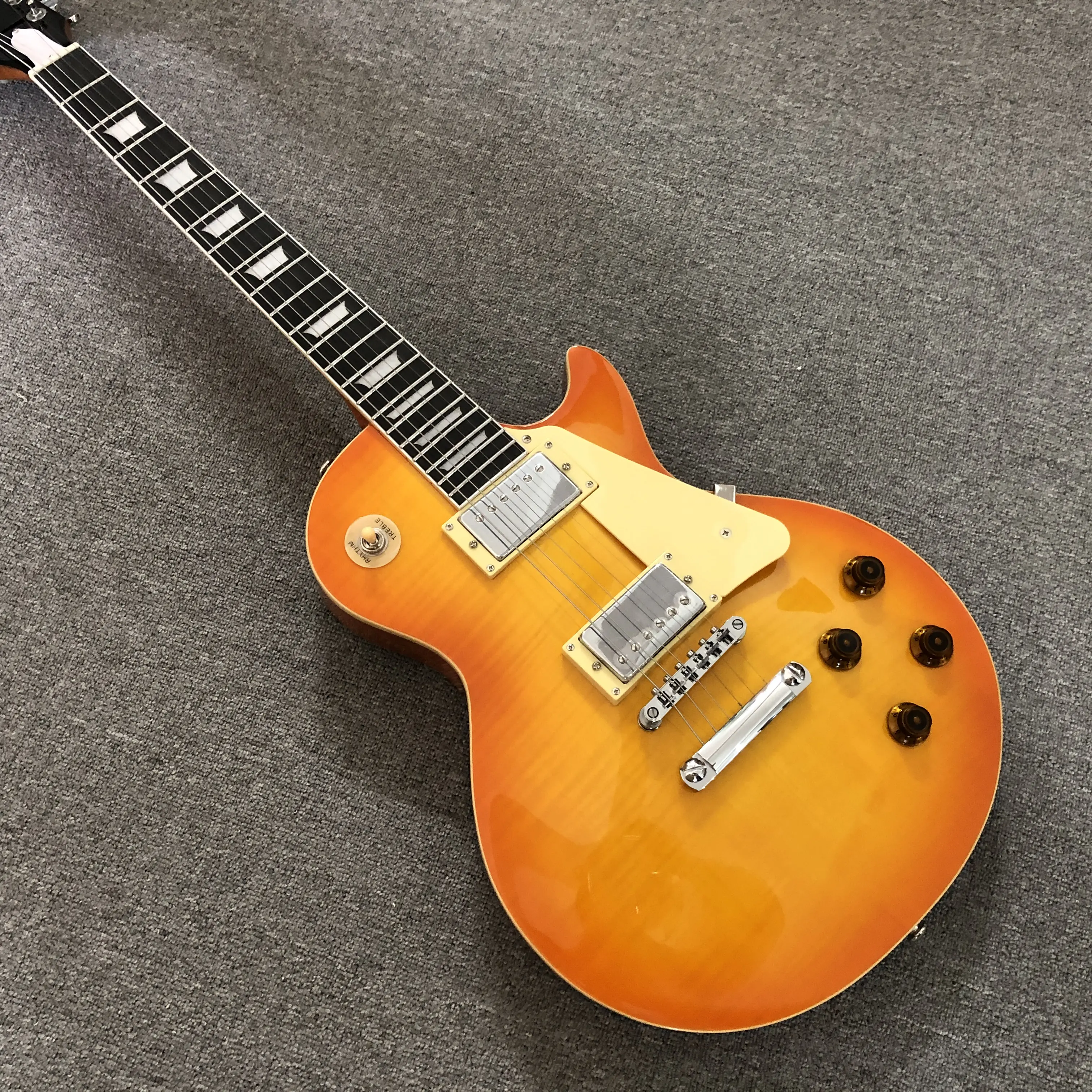 Sunburst Les Paul Guitar,Mahogany body, rosewood fingerboard Flame Maple Top Chrome Hardware Dual Humbucker 6‑String Rock Guitar