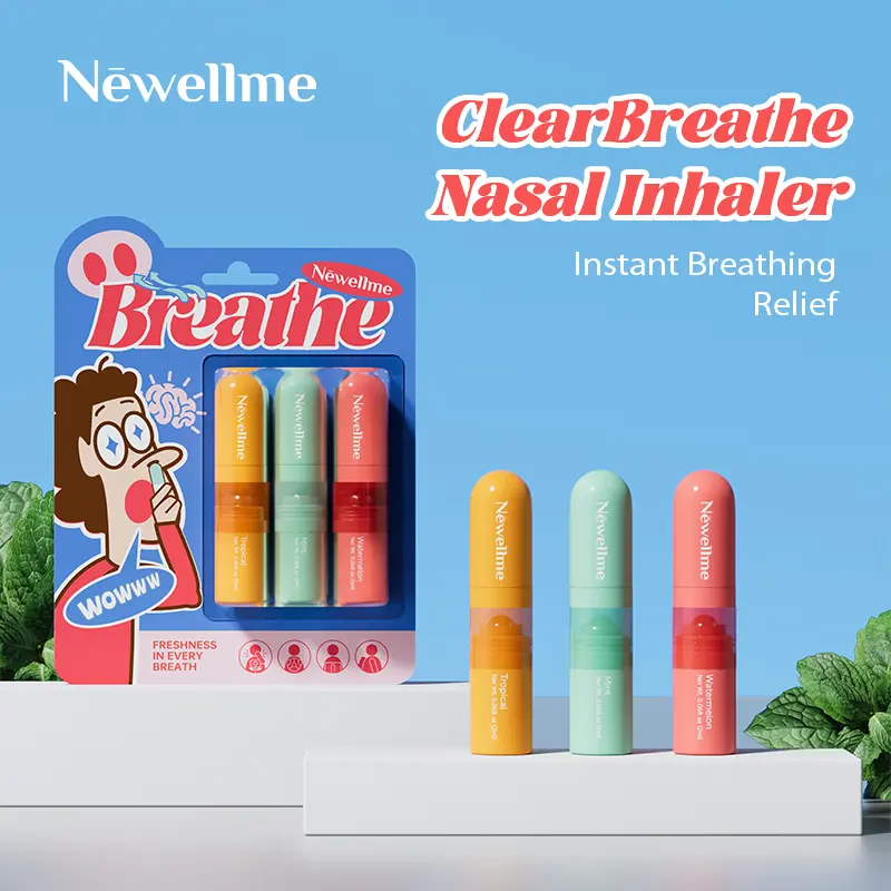 Newellme Aromatherapy Nasal Stick - Mint-Infused Super-Potent Essential Oil Vapors, Adult Fatigue Relief, Energy Booster (Multi-Pack, Essential Oils for Healthcare & Wellness), Fresh