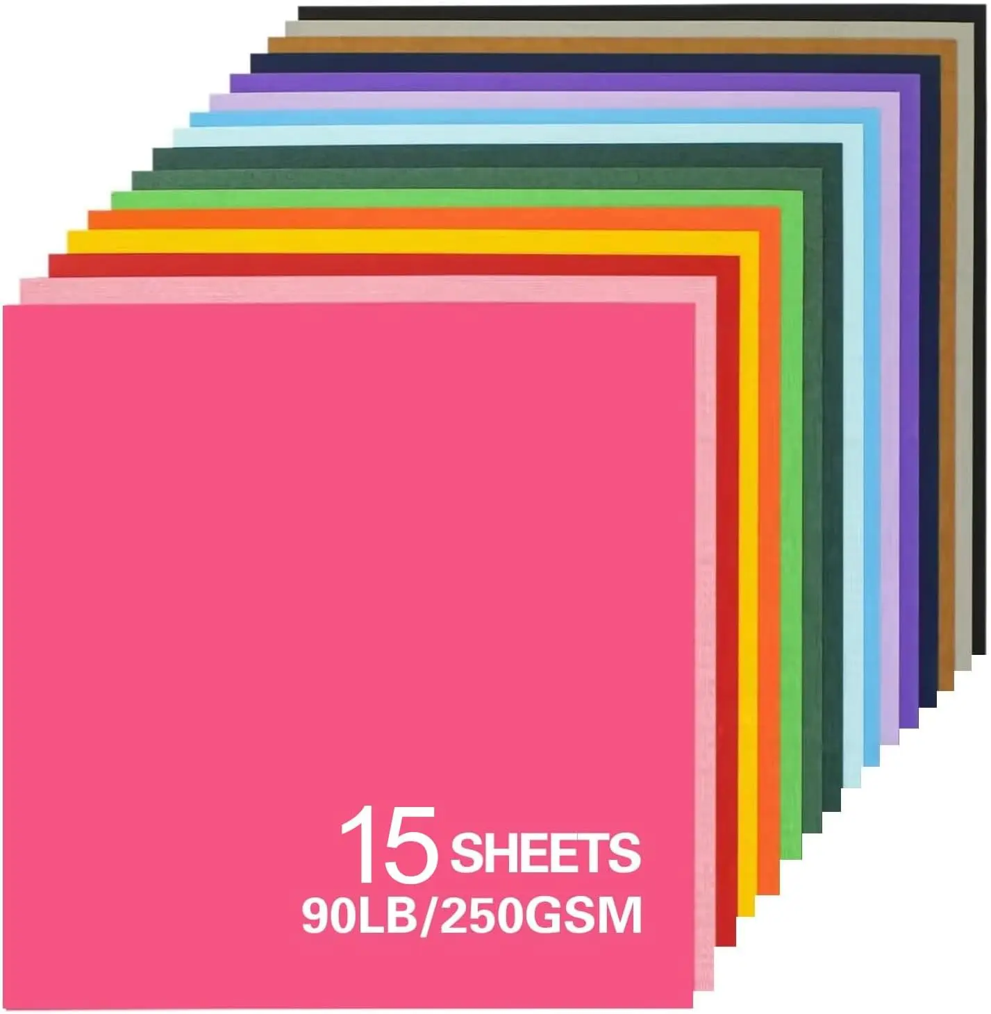 12x12 Cardstock 15sheets Colored Cardstock Assorted 24 Colors, 90 lb/250 gsm Card Stock Colorful Paper for Cricut Machine, Card Making, Scrapbook & DIY Crafts (Colored)