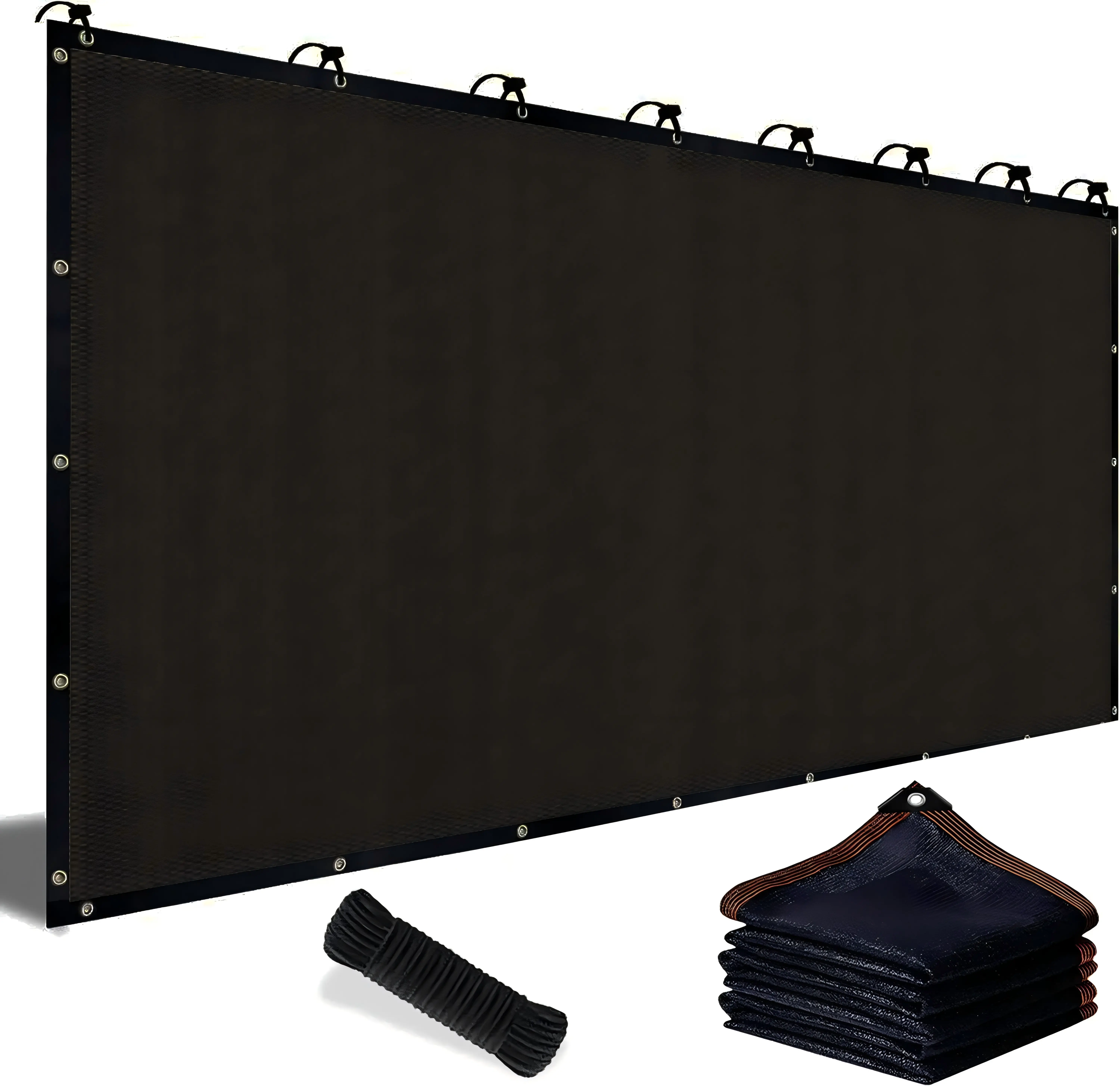 90% Black UV-Blocking Net Fabric Shade Sail - 10FT x 13FT Patio Sunshade Canopy with Reinforced Rivets, Portable Retractable Outdoor Awning for Farm, Balcony, Camping Deck Shade Solutions, Blocks 90%, Garage