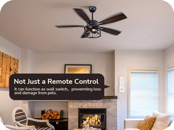 EDISHINE 52 Inch Farmhouse Ceiling Fans with Lights, Remote Control, 5 Wooden Blades, Dimmable, Timer, 6 Speeds Reversible DC Motor, Rustic Lighting & Ceiling Fan for Bedroom Living Room, UL Listed-HCFR01A