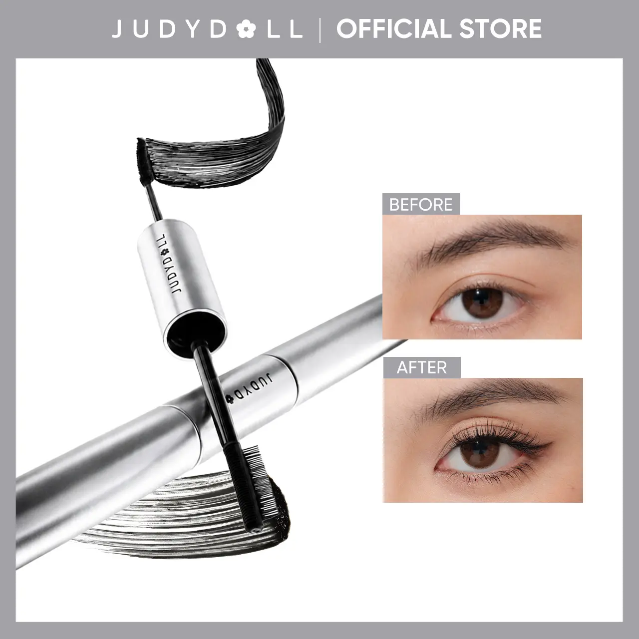 JUDYDOLL Volume & Curling Mascara Duo - Voluminous Lengthening Mascara for Lash Volume and Length, Waterproof, Smudge-Proof, 24-Hour Wear, Natural Extension, Thick Effect, Ultra-Fine Brush, Dramatic Lashes, Makeup Cosmetics for Summer Refresh Look