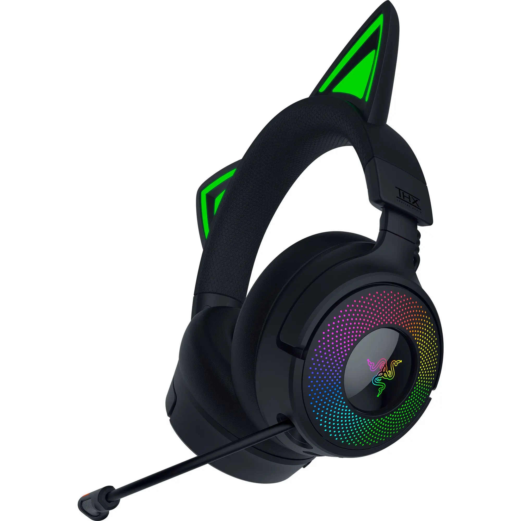 Razer Kraken Kitty V3 Pro Wireless RGB Gaming Headset with Kitty Ears, Headset for Gaming, RGB Lights, Retractable Mic, Tidy Look, Super Wideband Mic Detail, Triforce Driver