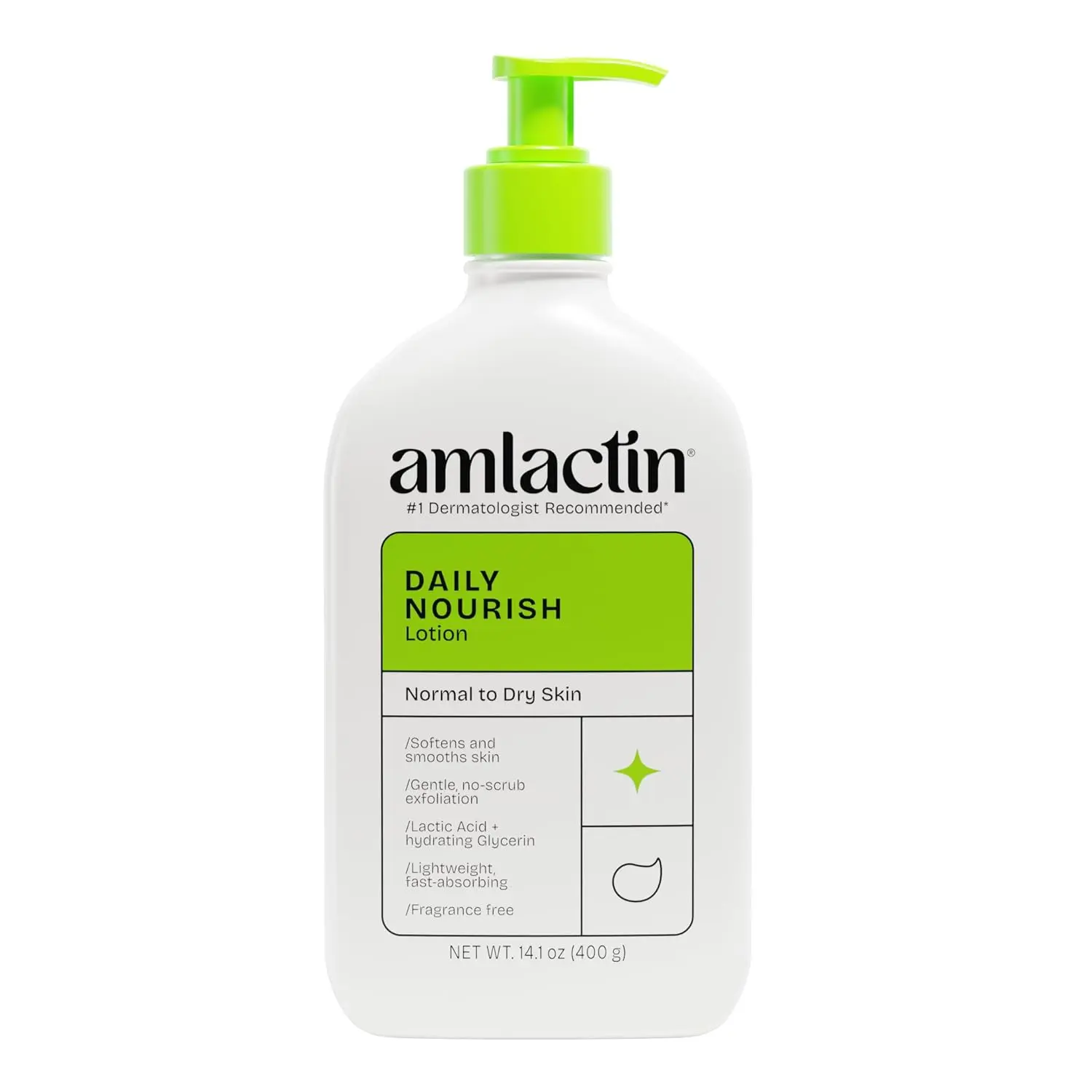 AmLactin Daily Nourish Body Lotion - 12% Lactic Acid Exfoliating & Moisturizing Body Cream, 14.1 oz