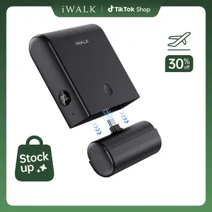 iWALK 13,500mAh 2-in-1 Power Bank with Detachable Mini Charger, Fast Charging, and Case-Friendly Design for iPhone17/16/15, iPad, Samsung, and More - Chargeable