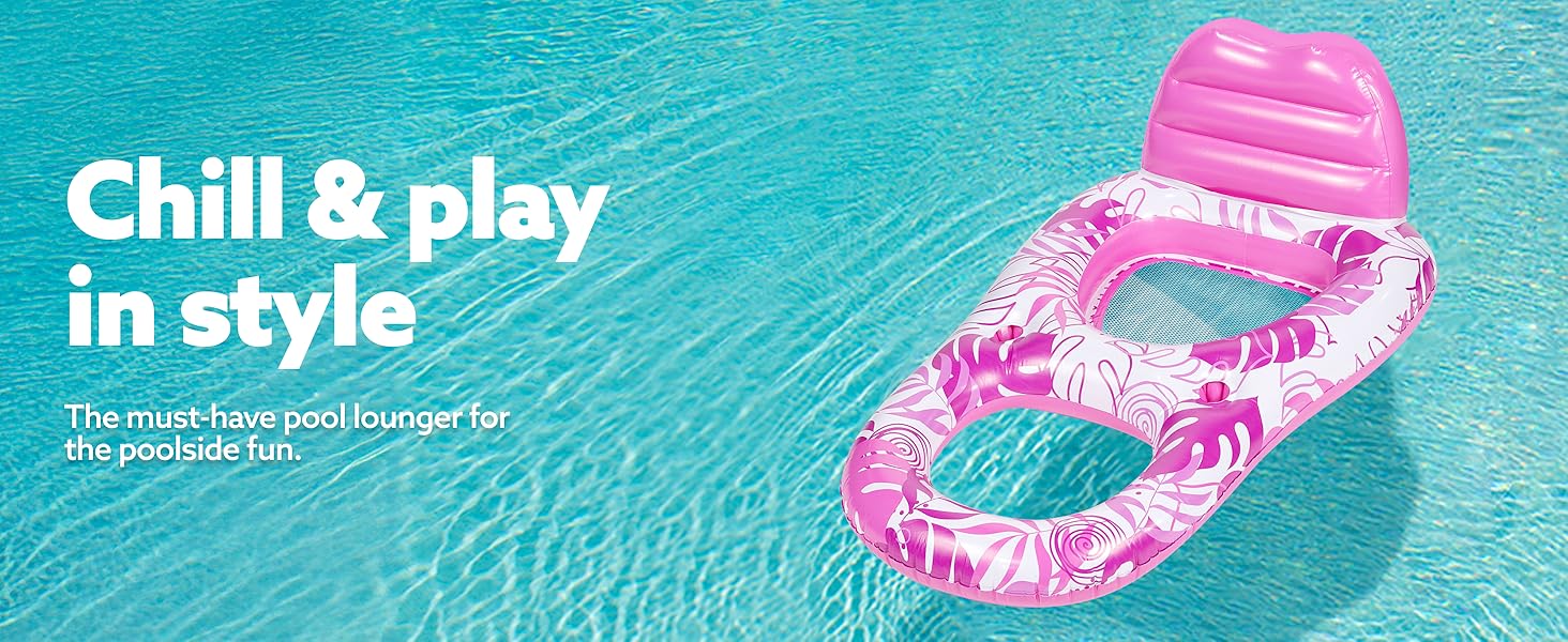 Inflatable Pool Floats Lounger Adult, Pool Float Lounge Raft Floaties Water Floating Recliner Chair with Cup Holders Foot Rest Swimming Floaty   / Electric Air Pump Mother's Day Gift&April Stock Up Summervibes