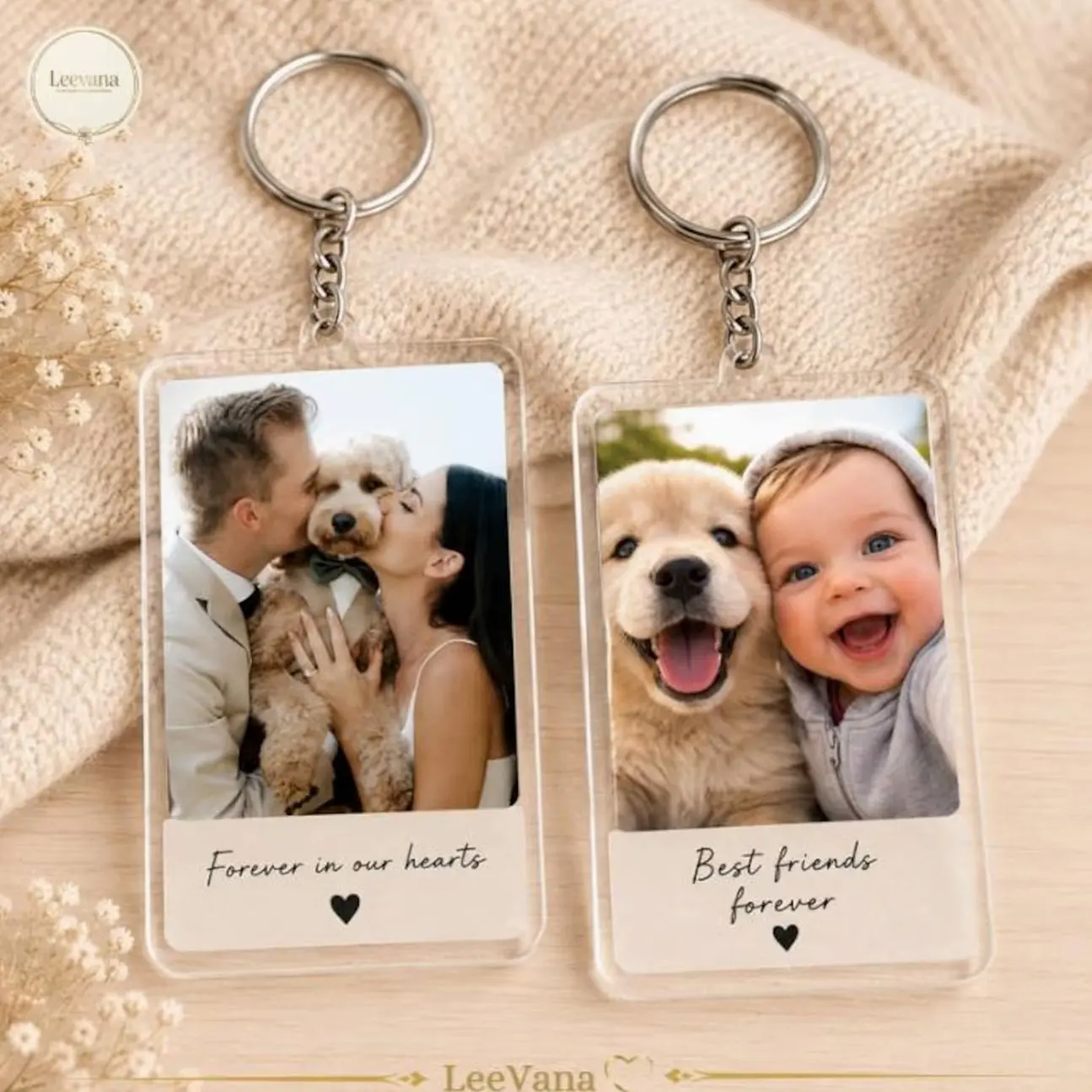 Custom Photo Keychain: Personalized Acrylic Keepsake, Any Image Text Accessory
