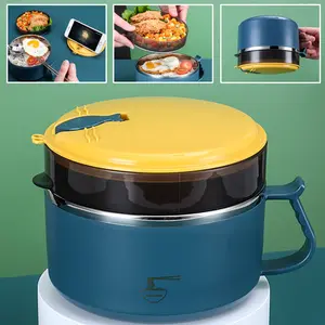 Stainless Steel Bowl with Lid, Instant Noodles Sealed and Portable Lunch Box, Kitchen Utensils Instant Noodle Partner
