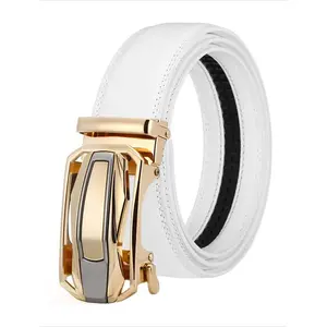 White Fashion elegant Casual Belt Men's White Belt Automatic Buckle Belt Wedding Belt Gift Western Buckle Belt