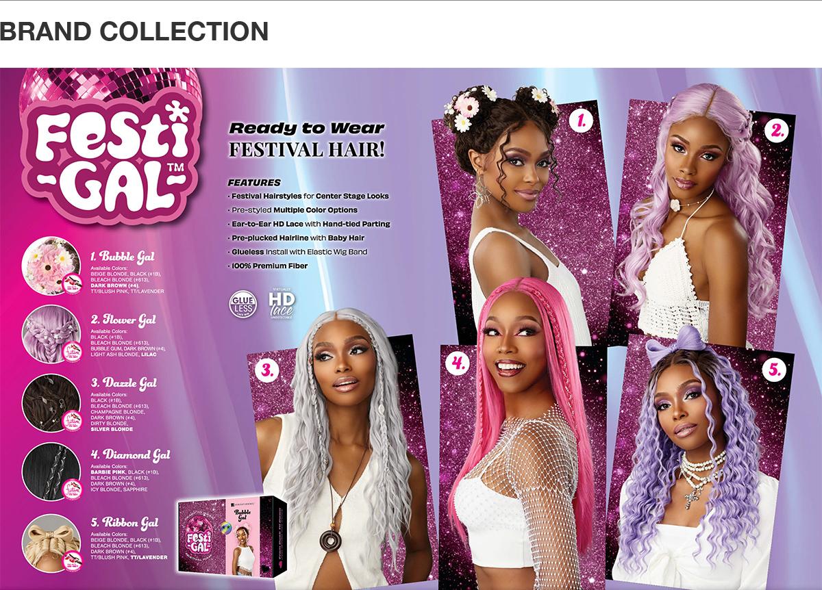 Sensationnel HD Lace Front Wig Glueless Festi-Gal Shear Muse Ribbon Gal