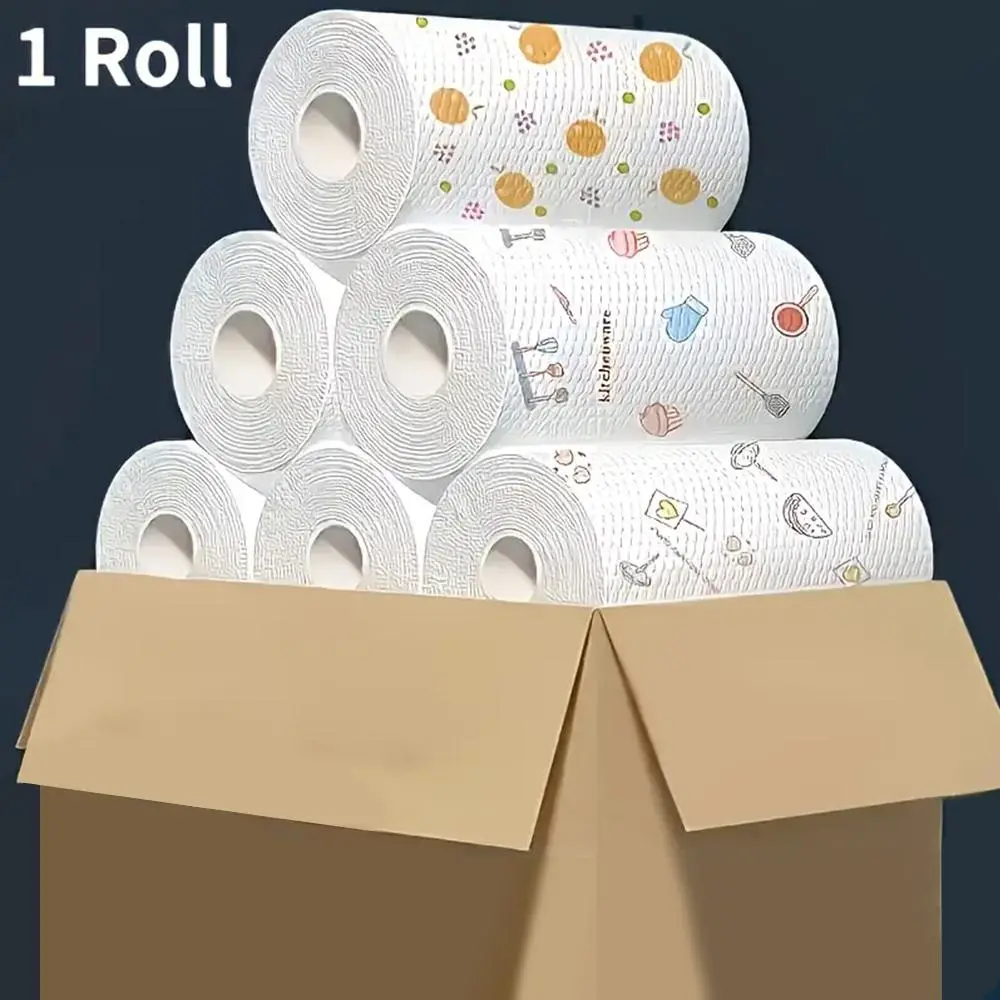 Washable Kitchen Paper Towel, Absorbent Non-stick Oil-absorbent Roll, Paper Towel Rolls, Kitchen Towels Absorbent, Durable Kitchen Cleaning Essentials for Car, Living Room, Toilet, Bedroom, Wipes