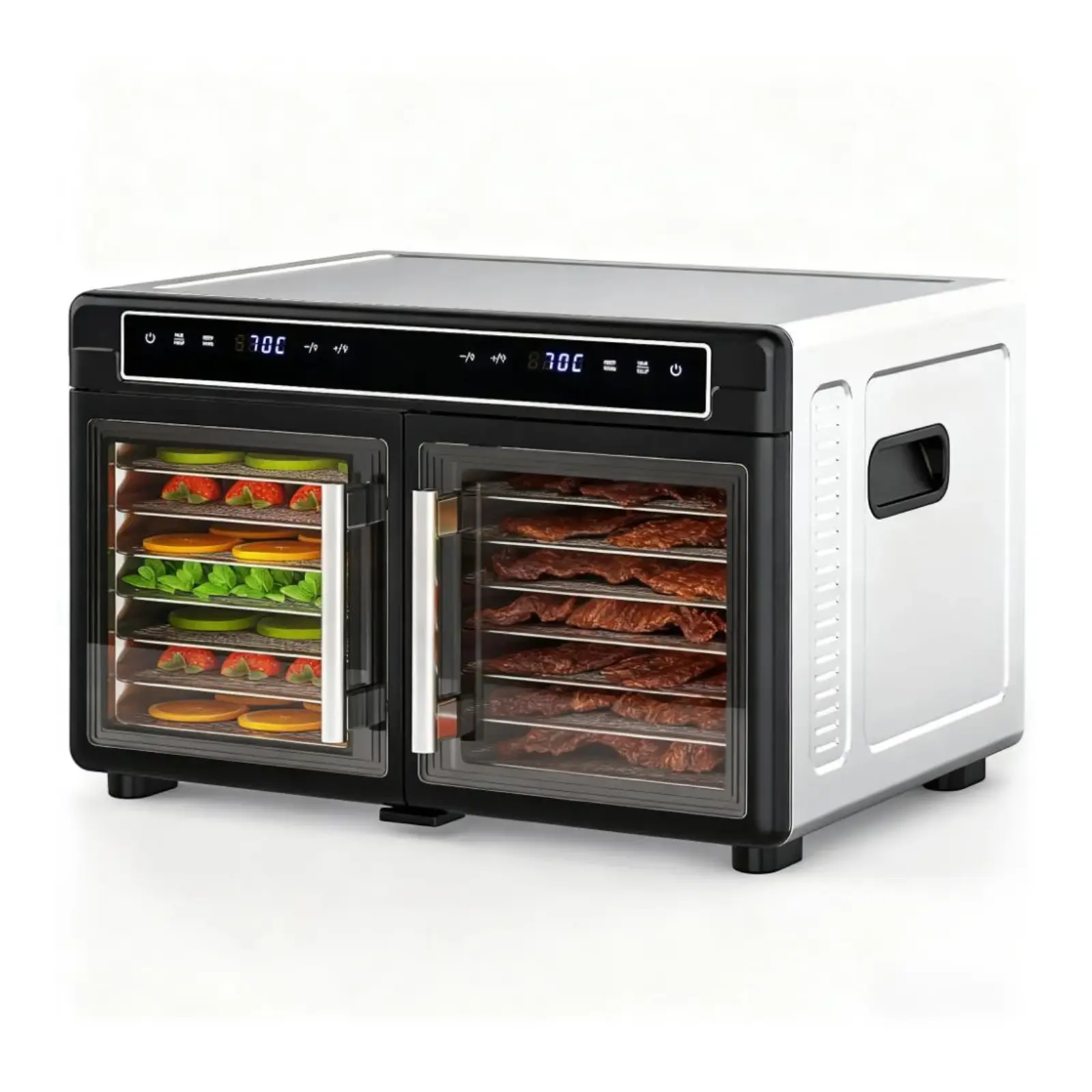 Dual-Zone Food Dehydrator with 16 Stainless Steel Trays, 1200W Power, Auto Keep-Warm & Independent Control, 95℉~176℉ Dehydrated Dryer for Jerky, Dog Treats, Herbs, Meat, Fruit, and Yogurt summerwins tiktokshopbacktoschool